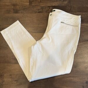 Lauren Ralph Lauren Women's White Cotton‎ Blend Slacks Pockets Straight Leg 16*